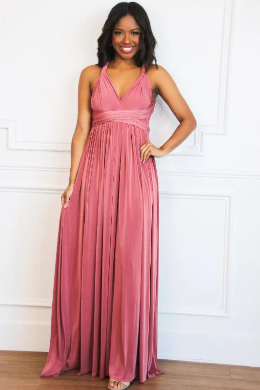 Enough For You Wrap Maxi Dress: Marsala