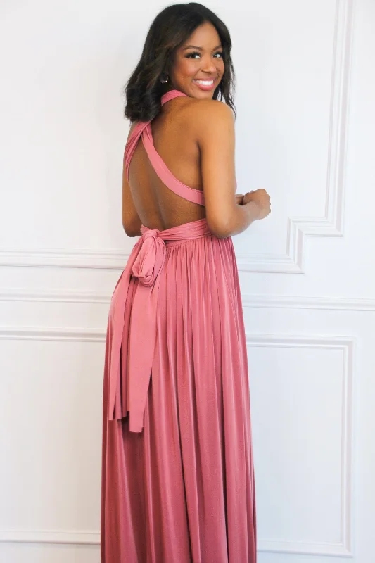 Enough For You Wrap Maxi Dress: Marsala