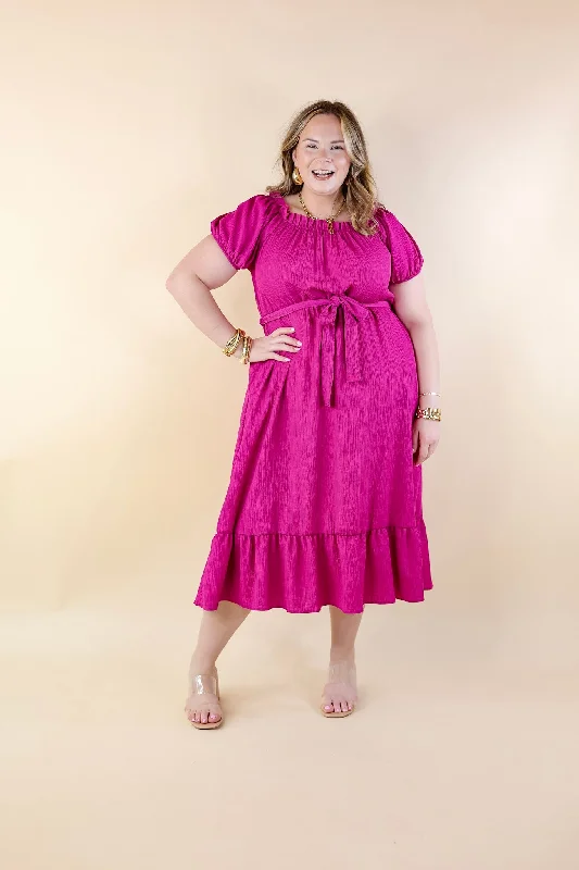 Fabulous Fusion Maxi Dress with Puff Sleeve in Berry Pink