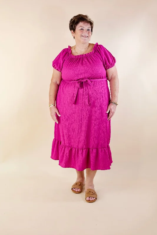 Fabulous Fusion Maxi Dress with Puff Sleeve in Berry Pink