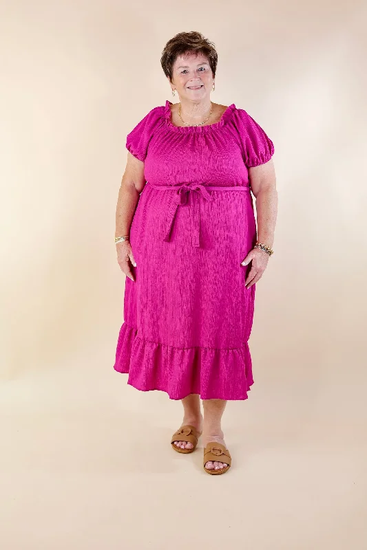 Fabulous Fusion Maxi Dress with Puff Sleeve in Berry Pink