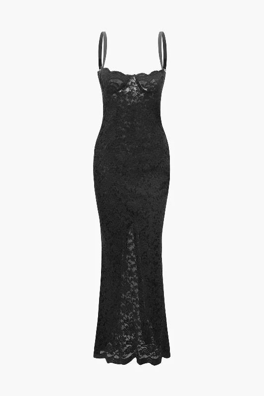 Lace Slip Slit Maxi Dress