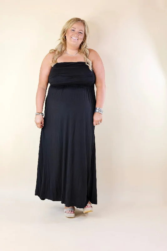 Oh, Snap Strapless Maxi Dress in Black