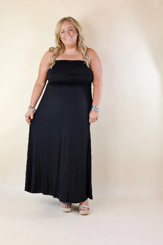 Oh, Snap Strapless Maxi Dress in Black