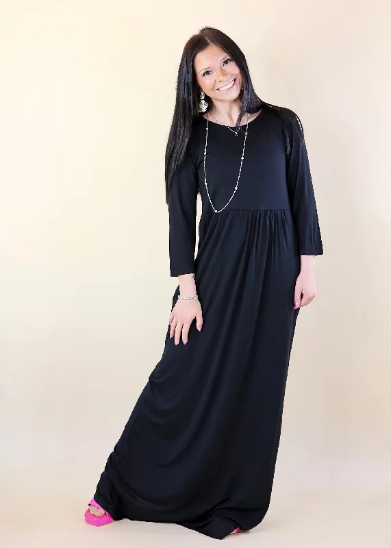 Last Chance Size Small | Picture Perfect Solid Maxi Dress in Black