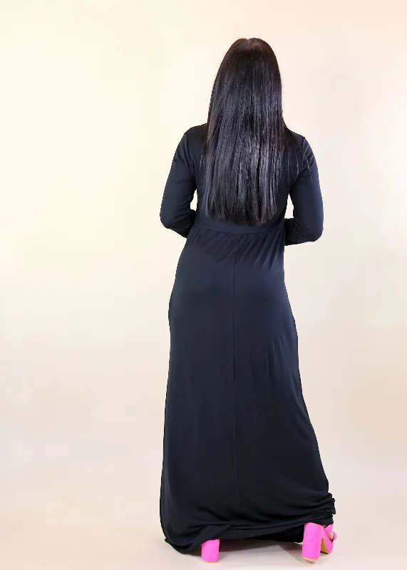 Last Chance Size Small | Picture Perfect Solid Maxi Dress in Black