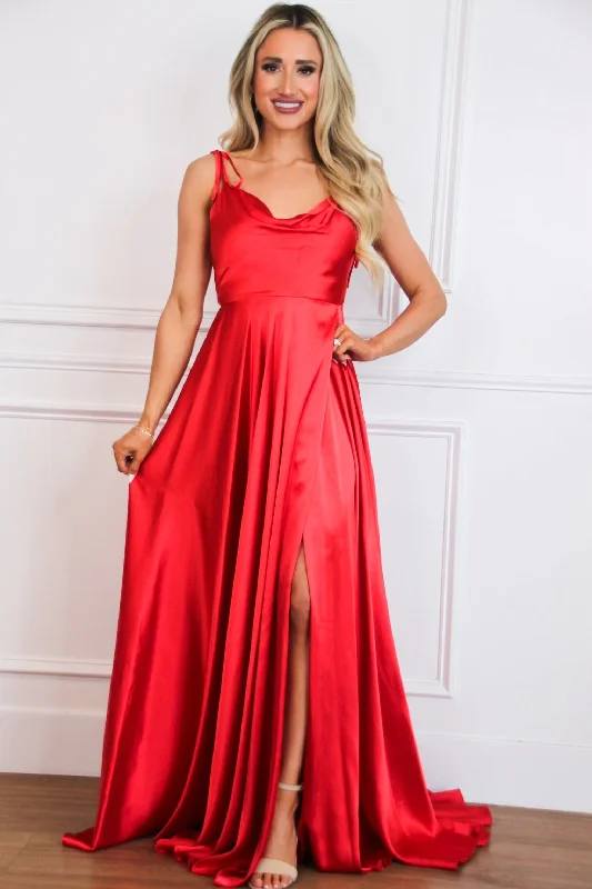 Tonight's the Night Satin Formal Dress: Red