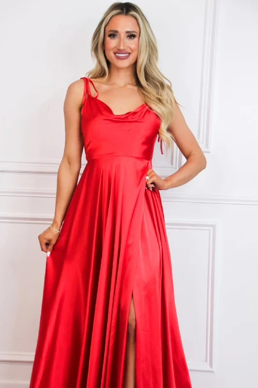 Tonight's the Night Satin Formal Dress: Red