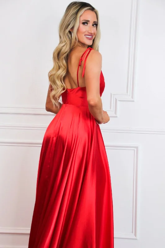 Tonight's the Night Satin Formal Dress: Red