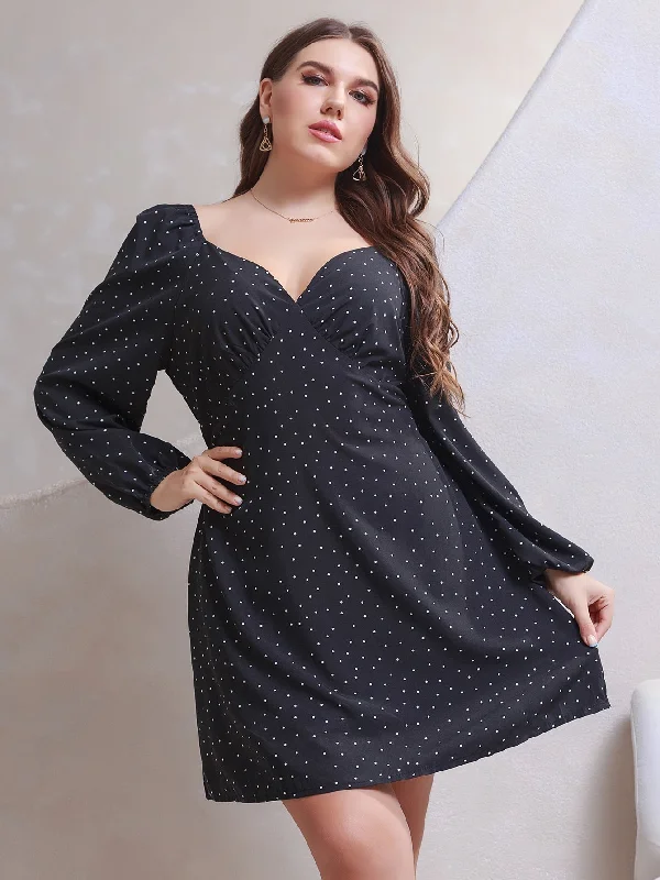 KittenAlarm - Plus Size Dot Backless Dress