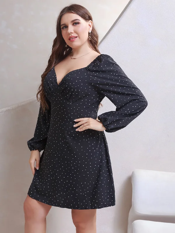 KittenAlarm - Plus Size Dot Backless Dress