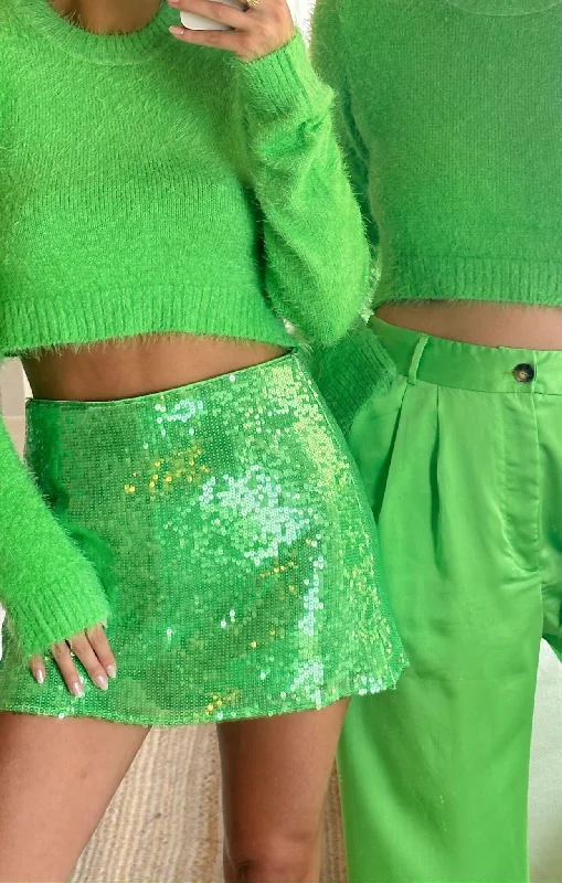 All Night Skort ~ Bright Green Sequins