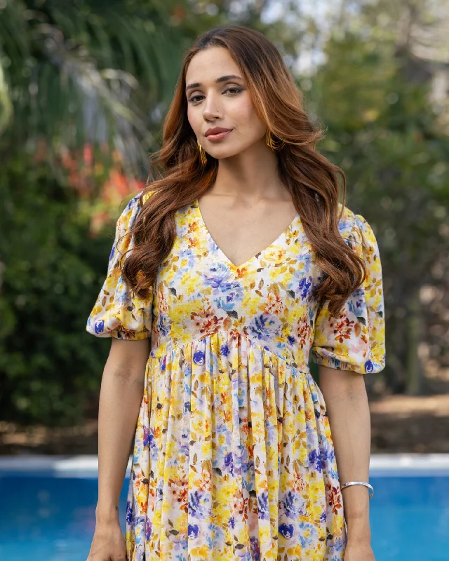 Buttercup Yellow Floral Dress