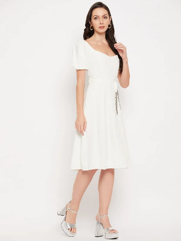 Camla Barcelona White Sweetheart  Neckline Embellished Dress