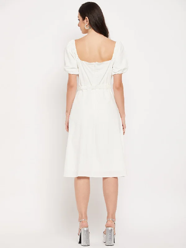 Camla Barcelona White Sweetheart  Neckline Embellished Dress