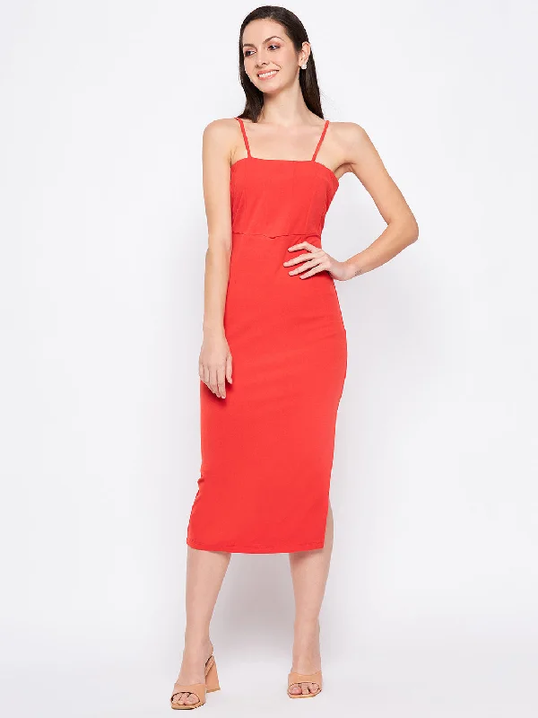 Camla Barcelona Tomato Camisole Straps Slit Dress