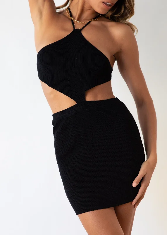 Cabana Days Cut Out Knit Dress - Black