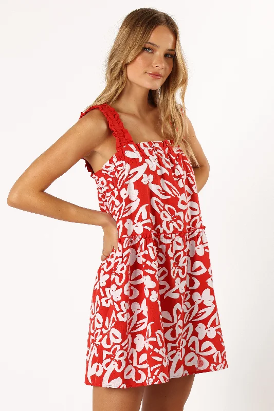 Elena Mini Dress - Red Floral