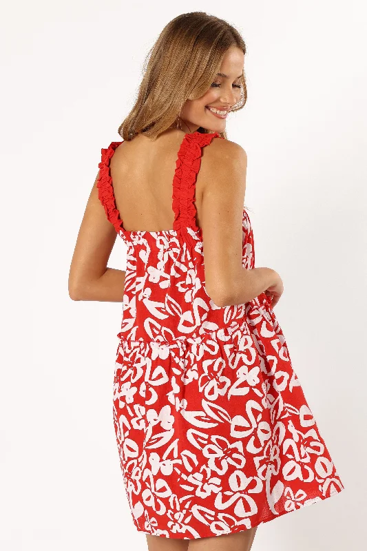 Elena Mini Dress - Red Floral