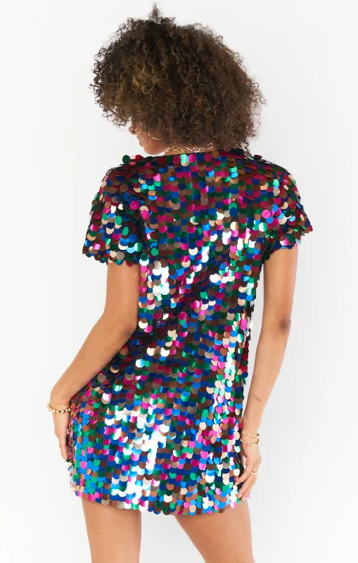 Emi Mini Dress ~ Rainbow Sequins