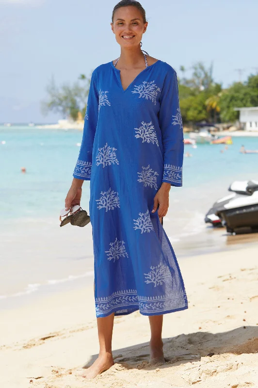 Guadalupe Maxi Tunic | Cobalt Blue/White