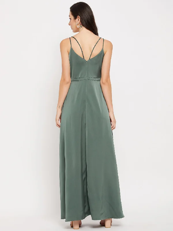 Madame Green Cami Embellished  Satin Dress