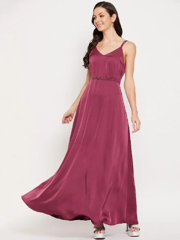 Madame Plum Cami Embellished Satin Dress