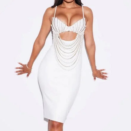 KittenAlarm - Ophelia Strappy Pearl Midi Dress