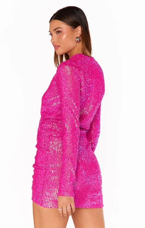 Party Hop Dress ~ Pink Disco Sequins