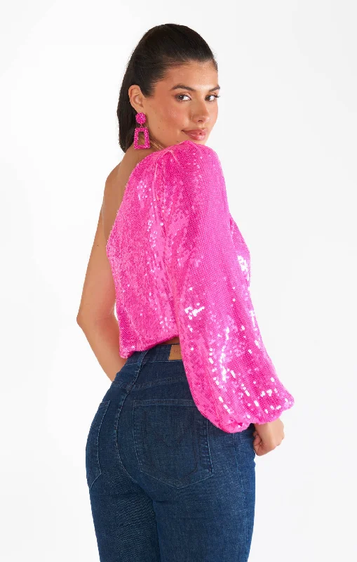 Party Top ~ Bright Pink Sequins