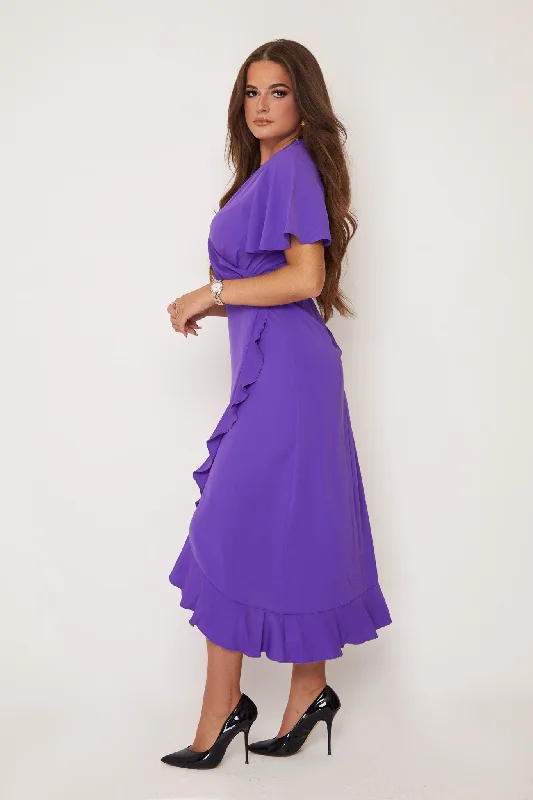 Quinn Violet Wrap Detail Midi Dress