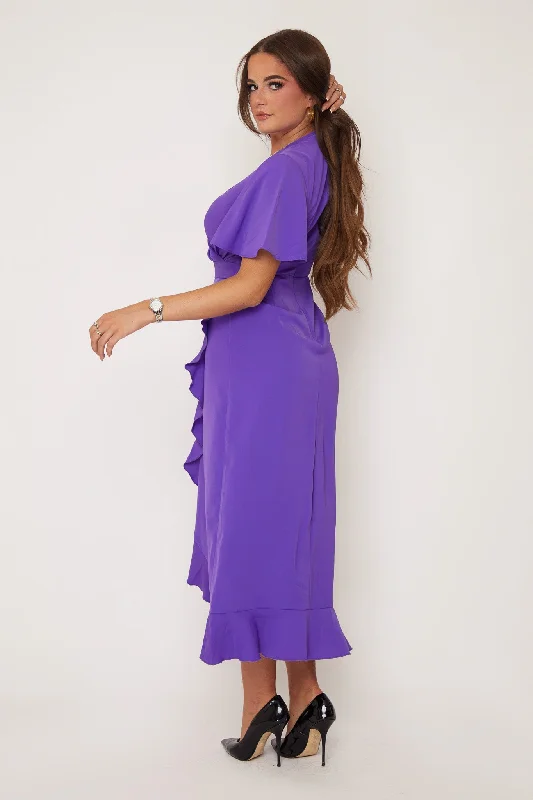 Quinn Violet Wrap Detail Midi Dress