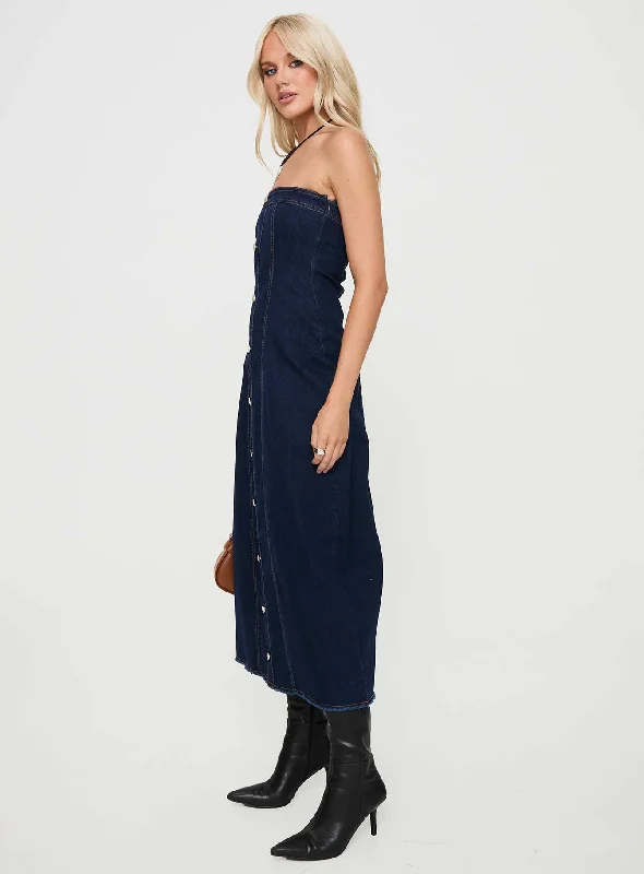 Stoltz Denim Midi Dress Blue