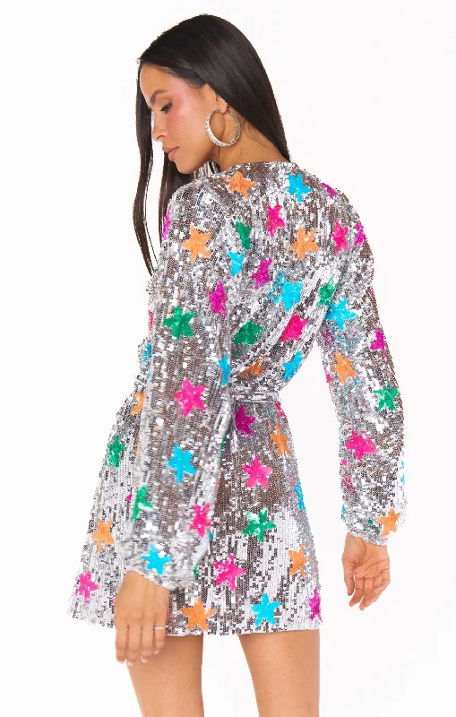 Wear Me Out Dress ~ Rainbow Star Sequins