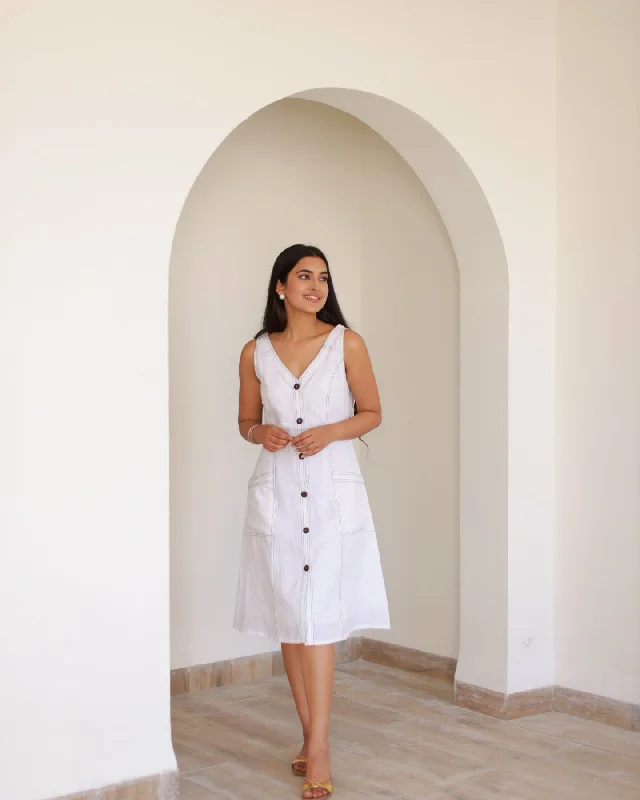 White Pure Linen Dress