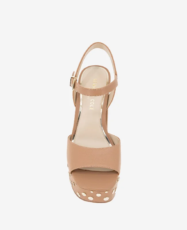 Dolly Stud Ankle Strap Platform Heeled Sandal