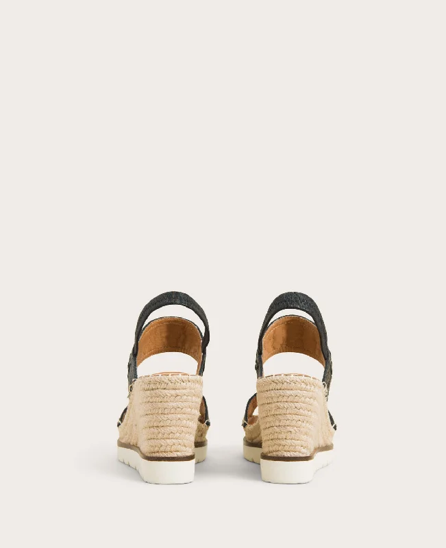 GENTLE SOULS - Elyssa Leather Two-Band Braided Wedge Sandal