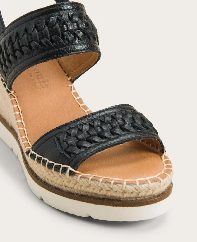 GENTLE SOULS - Elyssa Leather Two-Band Braided Wedge Sandal