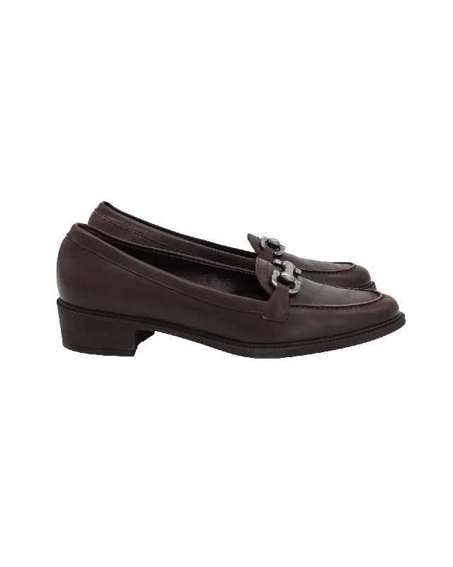 Salvatore Ferragamo Gancini Bit Loafers in Brown Leather