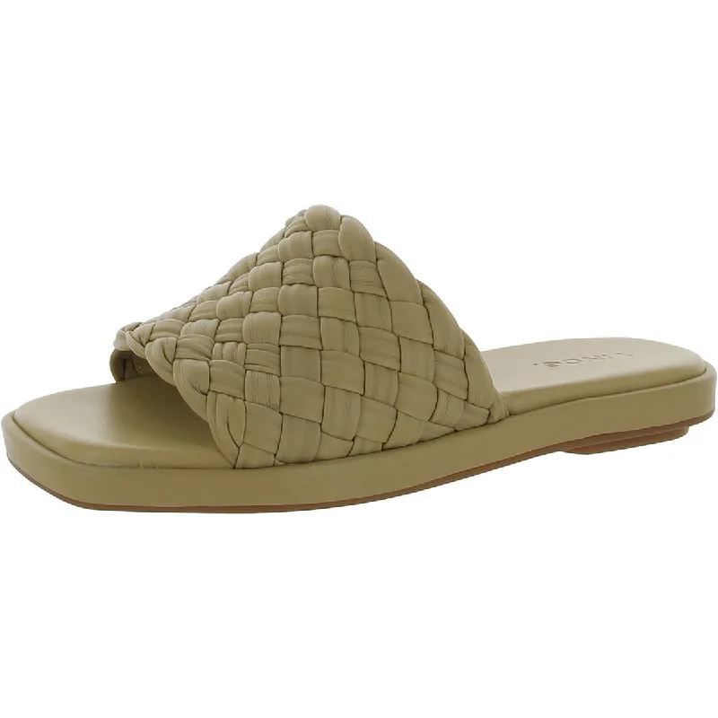 Vince Womens Rumi Woven Square Toe Slide Sandals