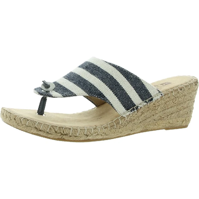 White Mountain Womens Beachball Cushioned Footbed Canvas Wedge Sandals