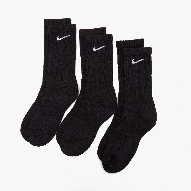 Nike Everyday Cushioned Training Crew Socks - 3 Pack Black / White