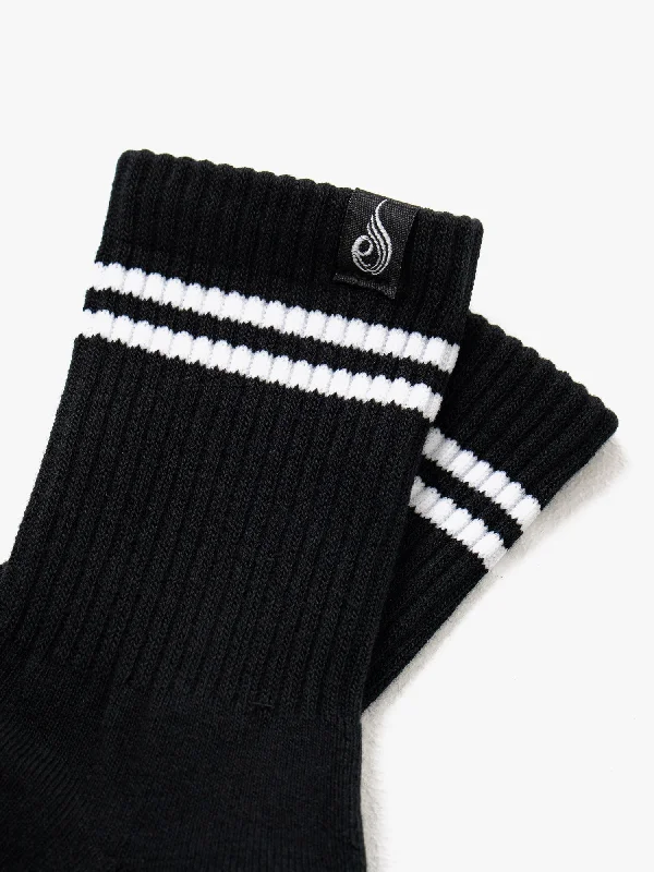 Stripe Crew Socks - Black