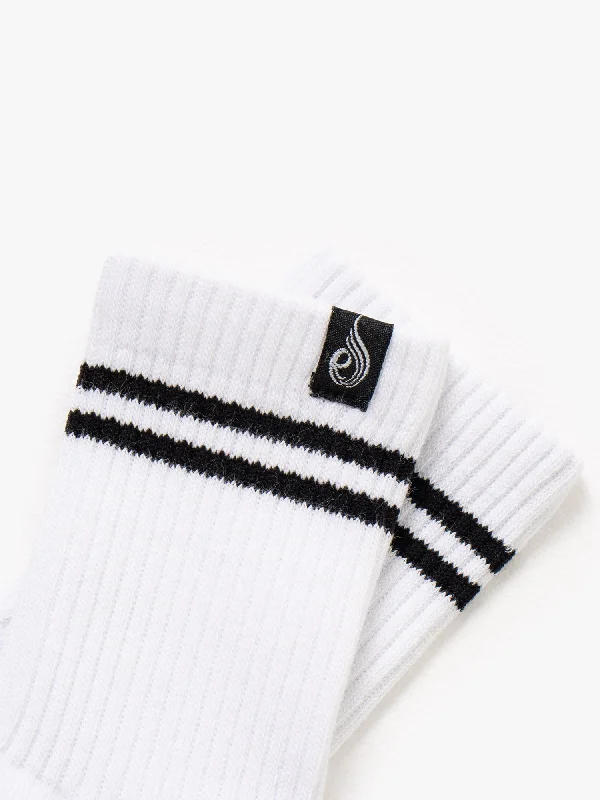 Stripe Crew Socks - White