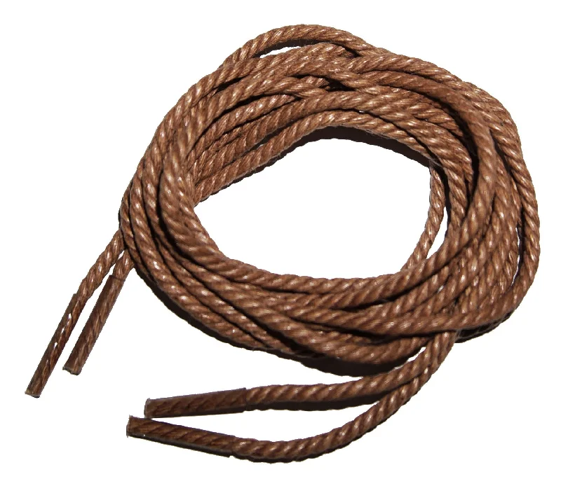 [Medium Brown] - Round Waxed Thin Braided Hemp Rope Style Shoelaces