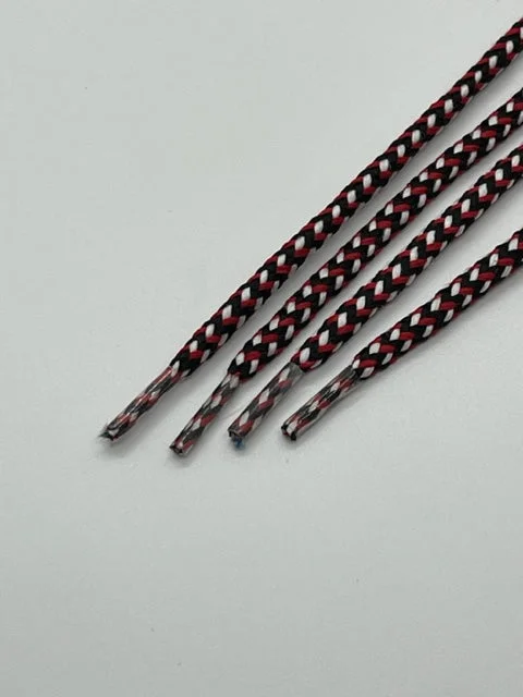 Round Multi-Color Shoelaces - Black, Red and White