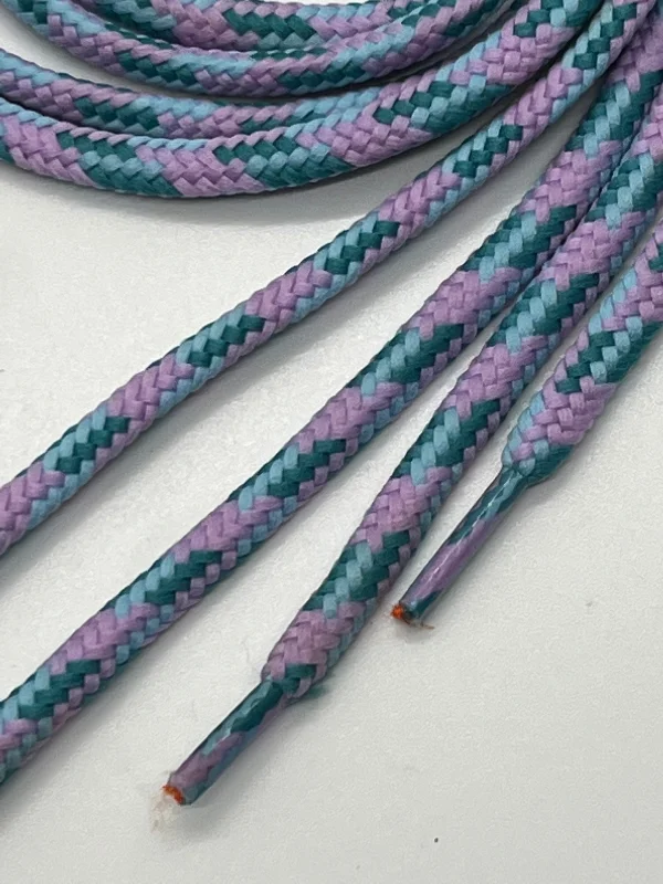 Round Multi-Color Shoelaces - Lilac, Light Teal and Light Blue