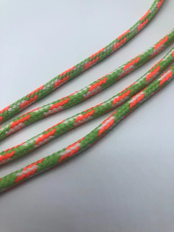 Round Multi-Color Shoelaces - Neon Orange, White and  Lime Green