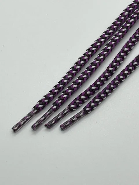 Round Multi-Color Shoelaces - Eggplant, Purple and White