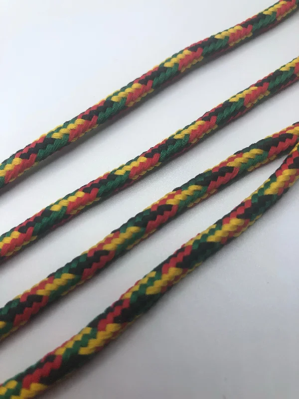 Round Rasta Shoelaces - Red, Black, Green and Gold